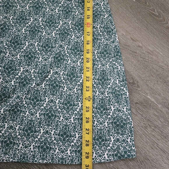 Boden 100% Cotton V Neck Puff Sleeve Abstract Green White Mini Short Dress - Picture 12 of 13